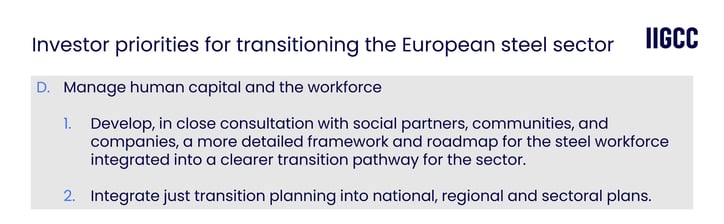 Transitioning the European steel sector: Assessing the new Action Plan against investor priorities  